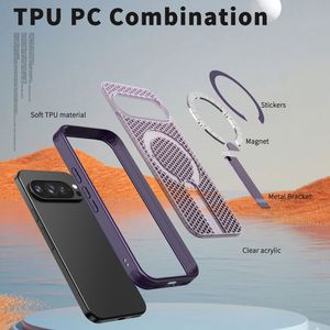 Funda Magnética con Rejilla de Enfriamiento para Teléfono 18, Color Morado, para Google <span class=keywords><strong>Pixel</strong></span> 9 10 11 Pro XL, Carcasa Transpirable con Soporte Oculto - Product Image 6