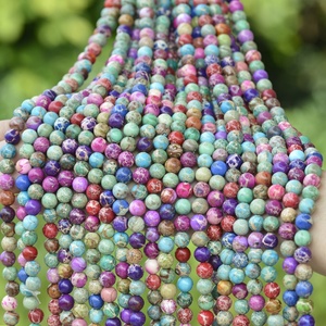 Cliobeads cuentas sueltas de piedras preciosas naturales de 6mm 8mm, perlas redondas de jaspe de impresión de sedimentos marinos multicolor mezclados para la fabricación de collares - Product Image 1