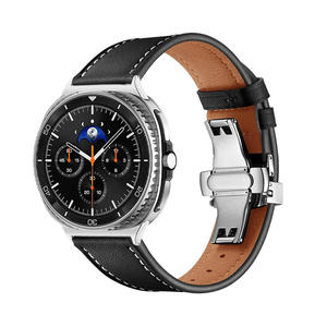 Bracelet en cuir compatible avec Samsung Galaxy Watch4 5 6 7 40mm 44mm Galaxy Watch 4 Classic 46mm 42mm Bracelet de montre noir unisexe - Product Image 2