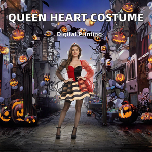 Tenue d'Halloween pour femmes en gros Robe à rayures fantaisie avec coeurs rouges inspirée des personnages du <span class=keywords><strong>prince</strong></span> de la télévision Costume de reine <span class=keywords><strong>princesse</strong></span> - Product Image 2