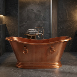 Bañera Clásica de Cobre con Patas, Bañera Independiente Rectangular Vintage de Lujo para Interiores, para Adultos - Product Image 1