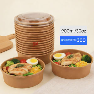 Tazones Redondos Desechables de Papel Kraft de Estilo Moderno, Marca XIEFA, con Logotipo Personalizado, Ecológicos y de Grado Alimenticio, para Envasado de Alimentos - Product Image 1