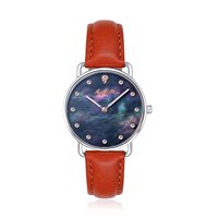 Montre de luxe pour femme TIME TOKEN, cadran à aiguilles, cristal saphir, boîtier en acier inoxydable, bracelet en cuir, mouvement à quartz, 3 ATM