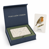 Cartes d'apprentissage sur la nature des oiseaux pour parcs forestiers, personnalisées, écologiques et durables, avec noms des espèces en polonais et en latin, en papier couché mat 300 g/m²