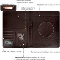 Sublimation PU cuir femmes affaires Clip fichier classeur cahier pliant bloc-notes Padfolio portefeuille presse-papiers avec rangement