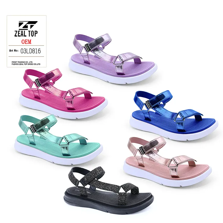 outdoor fashion womens flat sandals custom pu comfort sporty sandals for women and ladies footwear wholesale
