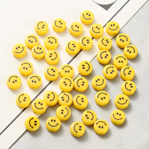 Cuentas Acrílicas Planas con Cara <span class=keywords><strong>Sonriente</strong></span> en Amarillo, de 6, 8, 10, 12, 14 y 16 mm, para la Fabricación de Pulseras y Collares - Product Image 3