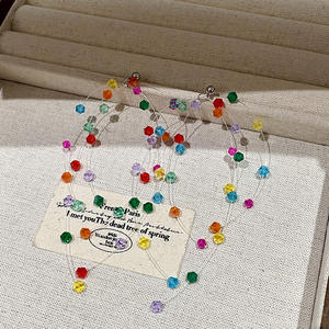 Boucles d'oreilles pendantes à pampilles en cristal coloré pour femmes, bijoux tendance pour les fêtes - Product Image 5