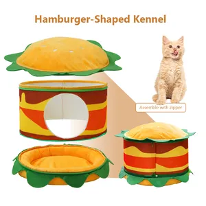 4 Seasons General Deep Sleep Cat Bed Burger Pet Bed Small Dog Teddy Corgi Litter Cat Nest Chips Cat Cave Cartoon Pet House