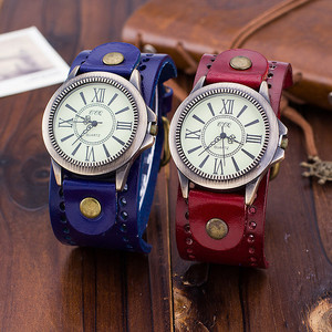 Vente chaude montres en cuir véritable pour le commerce extérieur, montres romaines numériques en cuir de vachette, montres à quartz pour hommes <span class=keywords><strong>et</strong></span> femmes - Product Image 4