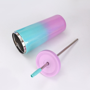 नए फैशन इंद्रधनुष पेंट डबल दीवार स्टेनलेस स्टील कप कॉफी 700 मिलीलीटर टंबलर यात्रा मग ढक्कन पानी की बोतलों के साथ - Product Image 3