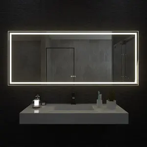 ללא מסגרת נגד ערפל מואר חכם LED מראת תאורת חדר אמבטיה ללא מסגרת מראה ללא נחושת ומפטרת ערפל