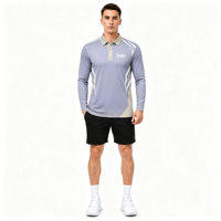 Polo à manches longues pour homme personnalisé OEM ODM avec sublimation à pois et rayures, impression intégrale pour le golf