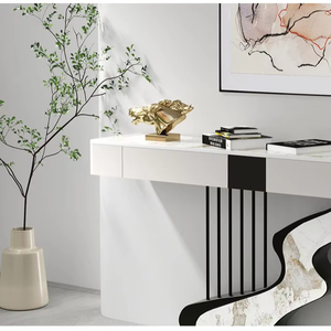Mesa <span class=keywords><strong>Consola</strong></span> Moderna de Lujo con Tablero de Roca para Entrada, Sala de Estar, Dormitorio, Plataforma de Exhibición Simple para el Pasillo de Entrada - Product Image 5