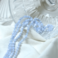 Perles d'agate bleue de 4 mm, facettées, naturelles, en vrac, pour la fabrication de bijoux, bricolage, vente en gros