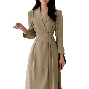 Vestido de Mujer Estilo TKS 2026 de Alta Gama con Solapa y Cintura que Estiliza la Figura, Largo hasta la Rodilla - Product Image 1