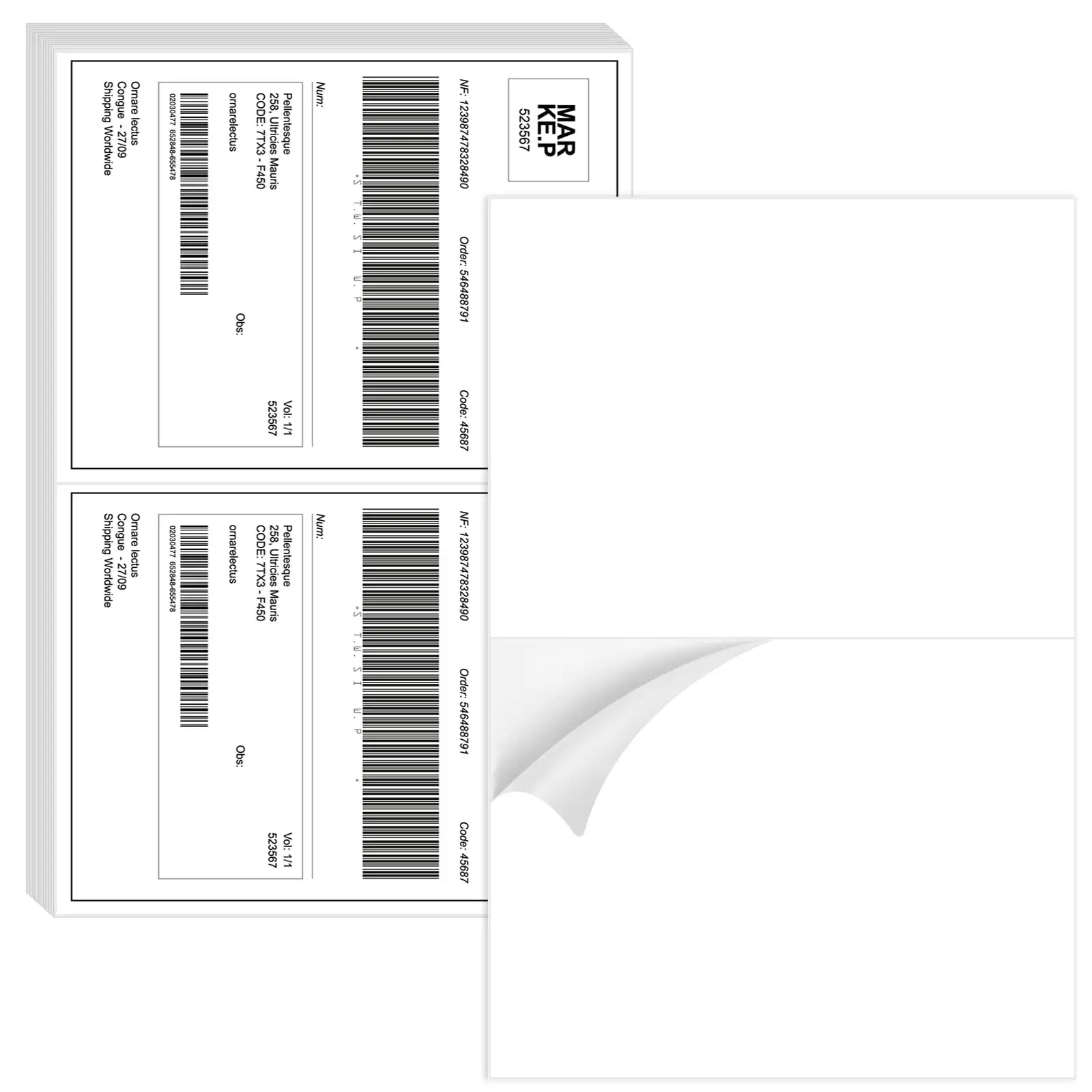 Geri dönüşümlü beyaz kağıt nakliye etiketleri yarım sayfa sayfa başına kalıcı yapıştırıcı 2 Internet Compati