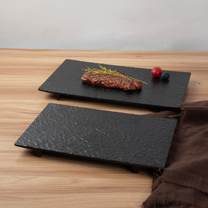 Présentoir à sushi japonais, assiette <span class=keywords><strong>en</strong></span> ardoise noire, plateau à vaisselle, ardoise durable, <span class=keywords><strong>barbecue</strong></span>, texture <span class=keywords><strong>en</strong></span> <span class=keywords><strong>pierre</strong></span>, assiette rectangulaire <span class=keywords><strong>en</strong></span> mélamine - Product Image 1