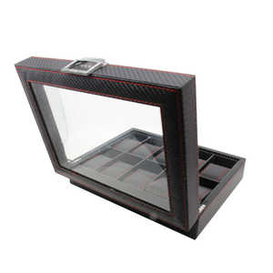 Boîte d'emballage cadeau de <span class=keywords><strong>montre</strong></span> pour <span class=keywords><strong>homme</strong></span> en fibre de carbone noire à 10 emplacements avec logo personnalisé de luxe - Product Image 6