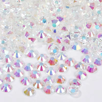 Kristal Kuku AB Non Hot Fix, Rhinestone Kaca Elektroplating Warna AB, Kristal Rhinestone Flatback Longgar untuk Kerajinan DIY