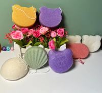 Éponge faciale en konjac au charbon pur, 100% naturelle et biologique, marque privée, vente en gros, pour soins du visage, emballage en vrac