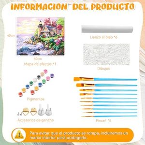 Kit de Pintura Acrílica por Números para Adultos, 40x50cm, Paisaje Pintado a Mano, Ecológico, Moderno, con Lienzo Enrollado Antiarrugas y <span class=keywords><strong>Pinceles</strong></span> - Product Image 2