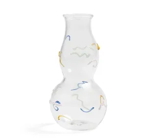 Grosir disesuaikan vas bunga kaca ditiup tangan rangkaian bunga meja untuk dekorasi pernikahan