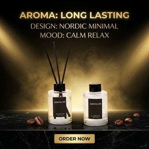 Diffuseur de parfum en rotin sans flamme, liquide, durable, parfum durable, huiles essentielles d'aromathérapie, matériau en verre, décoration intérieure - Product Image 2