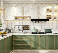Meuble de cuisine de luxe blanc en forme de L, style moderne, armoire de rangement pour petit appartement, personnalisable