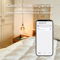 Bilihondim Matter Thread Smart Box Switch 1 canal 200W sans fil, télécommande Google Assistant, variateurs intelligents encastrables