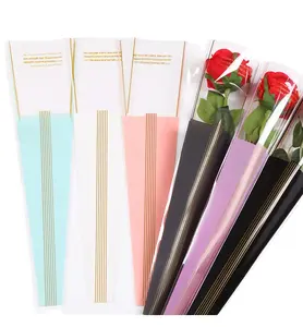 Carnation Opp Single Flower Bag Ramo De Flores Rose Flower Packaging Transparent Bouquet Cellophane Bag