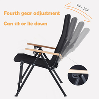Chaise pliante légère pliante en métal à 4 positions avec dossier réglable pour la pêche, la randonnée et le camping avec accoudoir