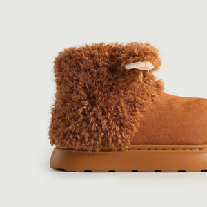 Bottes de neige, vêtements d'extérieur d'hiver avec doublure polaire épaisse et pantoufles en coton chaud, antidérapantes pour la maison, tout inclus, montantes - Product Image 5