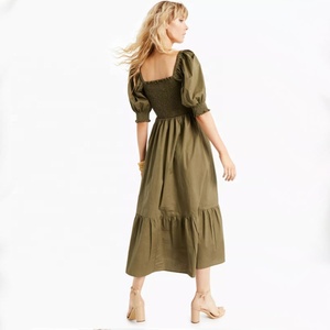 <span class=keywords><strong>Vestido</strong></span> de mujer de verano con capas escalonadas personalizadas plisado acampanado con mangas abullonadas y <span class=keywords><strong>escote</strong></span> <span class=keywords><strong>cuadrado</strong></span> - Product Image 4