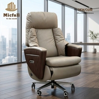 Fauteuil de Direction Électrique en Alliage d'Aluminium et Cuir Véritable, Chaise de Bureau et de Gaming Inclinable Intelligente à Dissipation Thermique, Style Moderne et Minimaliste