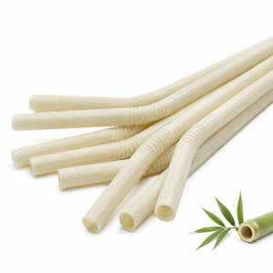 Support Individual Custom Wrapping & Logo Print Bendy Compostable Drink <b>Straw</b> Disposable Flexible Eco Friendly <b>Bamboo</b> <b>Straws</b> - Product Image 2