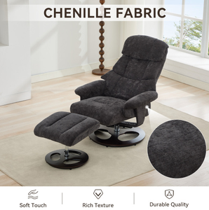 Sillón Reclinable Moderno de Microfibra Gris con Reposapiés, Estructura Metálica Grande y Alta con Función de Masaje para Dormitorio - Product Image 4