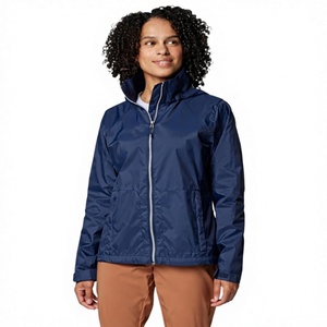 Chaqueta Cortavientos de Poliéster para Mujer, Ligera, de Corte Holgado, con Capucha y Cuello, de Manga Larga, con Bloques de Color, de Secado Rápido, para Invierno - Product Image 3