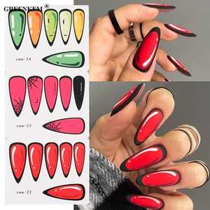 12 motifs de stickers pour ongles à l'eau, tendance 2023, autocollants pour manucure <span class=keywords><strong>française</strong></span>, sliders pour nail art, autocollants pour nail art de dessin animé - Product Image 4