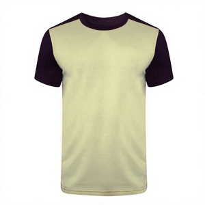 Men's <b>Raglan</b> Sleeve Color Blocked Knitted T-Shirt O-Neck Regular Fit Solid Casual Style Short Sleeve <b>Top</b> - Product Image 1