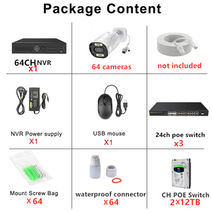 Jianvision 64ch 4K <span class=keywords><strong>NVR</strong></span> Mạng CCTV hệ thống kim loại Bullet <span class=keywords><strong>IP</strong></span> máy ảnh 3x24ch PoE Thiết bị chuyển mạch 24TB Ổ đĩa cứng PC tầm nhìn ban đêm CMOS - Product Image 2