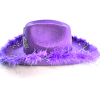 Cappello da Cowboy Occidentale Rosa con Luci LED Lampeggianti per Halloween, Natale, Festival, Cosplay e Feste