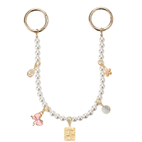 Accessoires de mode : Porte-clés chaîne de perles avec breloques papillon, fleur et strass interchangeables, breloque de sac pour femme
