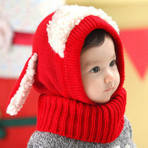 Gorro de invierno para bebé, bufanda con orejas de perro tejidas de ganchillo, calentador de <span class=keywords><strong>cuello</strong></span>, boina - Product Image 5
