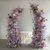 Nouvelle conception d'arche de mariage de luxe en fer et soie, en forme de corne, pour la décoration de scène de fête de mariage