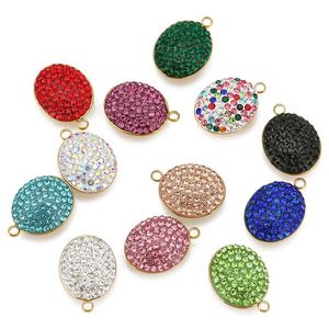 Pendentif ovale en acier inoxydable avec strass colorés, accessoires de bijoux DIY pour collier, boucles d'oreilles, bracelet, vente en gros - Product Image 1