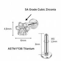Clous de lèvre classiques en titane plaqué or 18 carats ASTM F136, boucles d'oreilles pour cartilage, tragus, hélix, piercing de lèvre, bijoux en cristal/strass