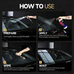 Revêtement céramique pour pare-brise de qualité professionnelle, 50 ml, pH neutre, protection hydrophobe, résistant à la chaleur, double soin automobile - Product Image 2