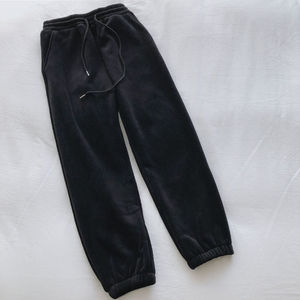 冬の女性用暖かい裏起毛パンツ、スウェットパンツ、ワークアウトパンツ、無地厚手、女性用ポケット付きランニングジョガーカジュアルパンツ - Product Image 4