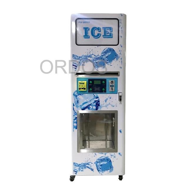 Auto Bagging Outdoor Ice Vending Machine 140kg Capacity Customized Touch Screen Kiosk Coin Credit Card including SDK Function